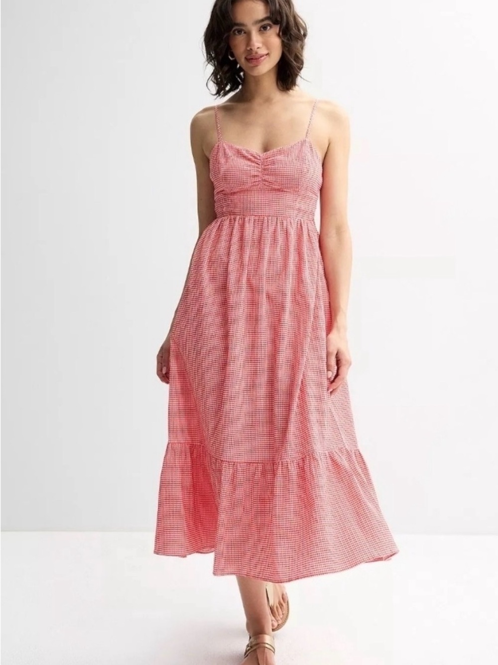 NWT Rewind Red and White  Gingham Maxi Sundress - Size Large